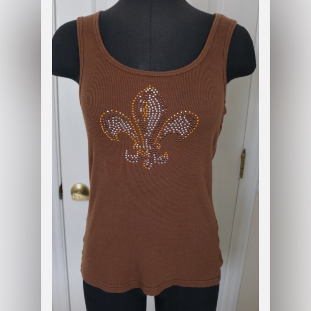 Brand new chocolate tank with Fleur de lis bling